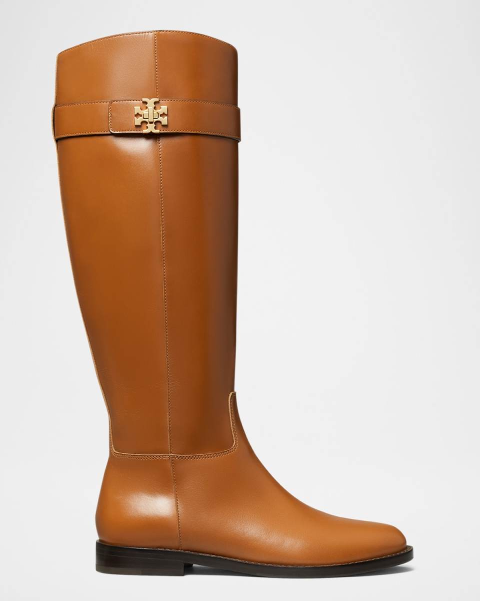 Turnlock Leather Knee-High Riding Boots